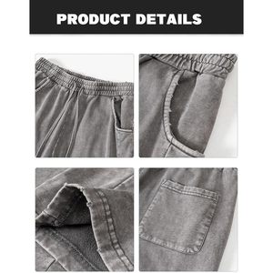 Pantalon de jogging pour homme FOXA en coton délavé à l'acide, avec cordon de serrage, style hip-hop streetwear, respirant, coupe large - Product Image 6