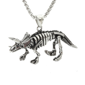 Collar con Colgante de Dinosaurio Esqueleto, Acero Inoxidable, Estilo Vintage, Joyería de Regalo para Hombres y Mujeres, Accesorio de Moda - Product Image 1