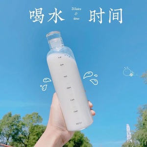 Minimalist Water Bottle With Time Scale Transparent Plastic Unisex Portable Mug For Car And Daily Use - Product Image 4