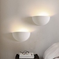 Applique murale LED blanche minimaliste semi-circulaire en plâtre pour la décoration du salon, appliques murales pour le couloir, l'escalier