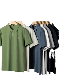 Camisa de Alta Gama para Hombre, 220g, Algodón, Cuello Clásico, Manga Corta, Bordada, Antipilling, Tejida - Product Image 1