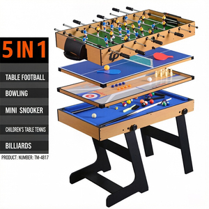 Mesa de Juego Multifuncional 5 en 1 S.Q.F: Futbolín, Hockey de Aire, Bolos, Tenis de Mesa, Juguete Infantil Familiar para Interiores, Mueble Ecológico de MDF - Product Image 1