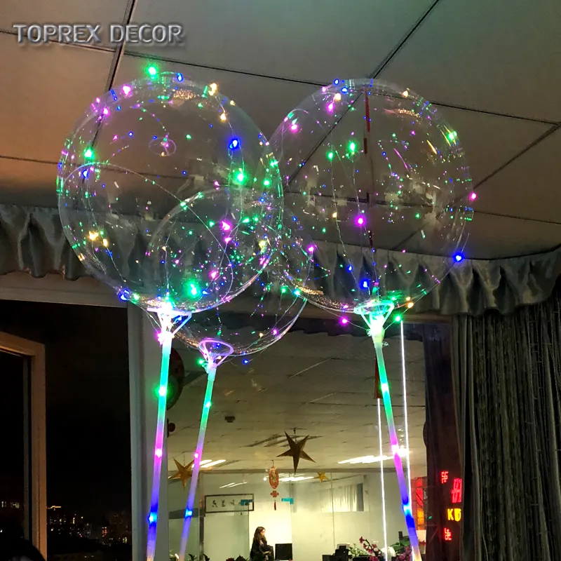 Tira de luces LED de colores, 3M, oferta, para vacaciones, temporada, <span class=keywords><strong>globo</strong></span> de burbuja de forma redonda transparente BOBO con palo de 80cm, 2018