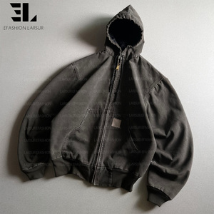 Veste <span class=keywords><strong>de</strong></span> travail LARSUR en toile <span class=keywords><strong>de</strong></span> <span class=keywords><strong>canard</strong></span> épaisse délavée et vieillie, doublée en sherpa, style Detroit, pour charpentier et ouvrier - Product Image 3