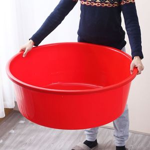Baignoire pliable, grand bac de bain domestique, bac en plastique rouge, bac à linge, lavabo, bac à litière pour chat - Product Image 5