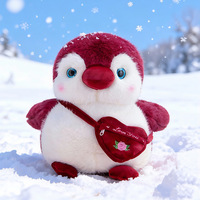 Peluche Adorable Pingouin Kawaii avec Sac Bandoulière Cœur, Jouet en Peluche Doux, Cadeau d'Anniversaire Unisexe, Vente en Gros