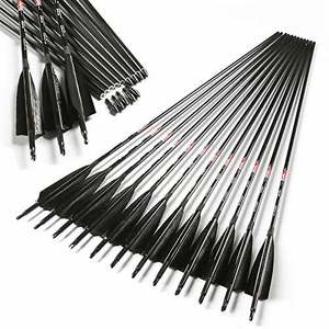 Frecce in Carbonio Linkboy Archery da 30/32 Pollici Spine 300 340 400 500 600 ID 6.2mm con Piume di Tacchino da <span class=keywords><strong>5</strong></span>" per Caccia e Tiro con l'Arco - Product Image 1