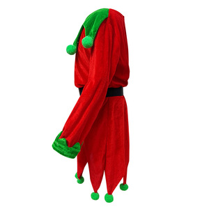 Costume d'elfe de Noël pour enfants, chapeau rouge et vert, chaussettes, chaussures, ensemble complet, tenue de déguisement pour garçons et filles, spectacle de vacances - Product Image 4