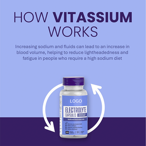 Capsules d'électrolytes Vitassium : Améliorent l'immunité, végétaliennes, riches en sodium (500 mg <span class=keywords><strong>de</strong></span> sodium, 100 mg <span class=keywords><strong>de</strong></span> <span class=keywords><strong>potassium</strong></span>) - Product Image 4