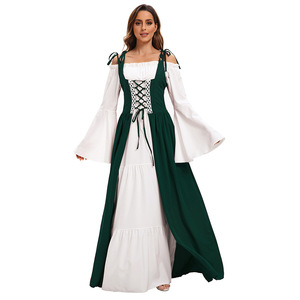 Vestido Largo Medieval Retro de Reina, con Hombros Descubiertos, Corte en A, de Gasa, para Bailes, Fiestas y Actuaciones Escénicas - Product Image 5