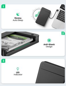 Ugreen USB C ổ cứng bao vây USB 3.<span class=keywords><strong>1</strong></span> Gen <span class=keywords><strong>1</strong></span> để SATA III 5Gbps cho 2.5 inch SSD & HDD 9.5mm 7mm Ổ cứng gắn ngoài trường hợp - Product Image 6