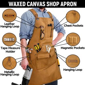 Heavy Duty 20 oz tela da lavoro bavaglino grembiule con 9 tasche per la lavorazione del legno negozio grembiule per gli uomini in ristoranti acquirenti commerciali - Product Image 6