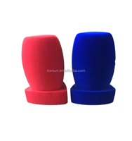 Harga pabrik penutup kaca depan busa mikrofon berkelompok warna tunggal 140*75*40MM tiga sisi untuk mikrofon dengan bantalan komunikasi nirkabel