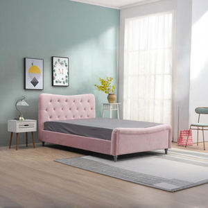 Cama Moderna y Sencilla de Color Rosa para Dormitorio, Sofá Cama, Estructura de Cama, Cama Doble - Product Image 3