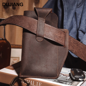Dujiang Genuine <b>Leather</b> Phone Bag Men Vertical Multifunctional Belt Waist Bag With <b>Key</b> <b>Chain</b> Holder - Product Image 3