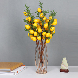 Flor Artificial de limón para decoración del hogar, arreglo de plantas de Año Nuevo, fruta realista, 5 cabezas, rama de hoja de limón, <span class=keywords><strong>Photostudio</strong></span> - Product Image 2