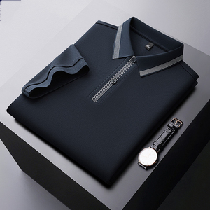 Camisa Polo de Algodón para Hombre, para Uso Formal e Informal |   Camisa de Manga Corta Ajustada Antiarrugas <span class=keywords><strong>con</strong></span> Cuello a Rayas |   Logotipo Personalizado OEM - Product Image 4