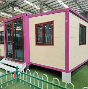 Eenvoudig Opvouwbaar 40 Ft 20 Ft Prefab Container Uitbreidbaar Huis Licht Staal Mobiel Geprefabriceerd Huis 3 Slaapkamer Met Keuken