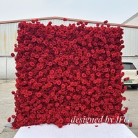 Dinding Bunga Mawar Merah Artificial Realistis 8x8ft Terlaris untuk Dekorasi Latar Belakang Pernikahan & Acara & Kembali ke Sekolah