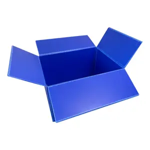 फ़ैक्टरी सेल फ़ोल्ड करने योग्य ब्लू पीपी स्टोरेज मूविंग टर्नओवर बॉक्स क्रेट प्लास्टिक स्टोरेज
