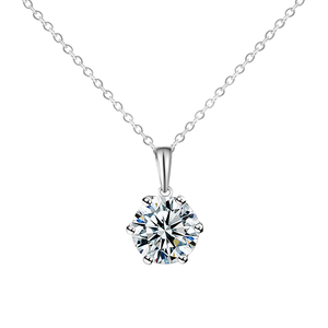 Collar de Plata de Ley con Moissanita y Baño de Oro Rosa, Moderno, para Mujer, Regalo para Boda, Compromiso o Fiesta - Product Image 1
