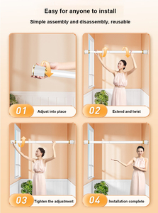 Barre de tension antidérapante en acier inoxydable avec poignée en silicone, <span class=keywords><strong>extensible</strong></span>, robuste, capacité de charge de 300 lb, <span class=keywords><strong>sans</strong></span> <span class=keywords><strong>perçage</strong></span>, pour salle de bain - Product Image 6