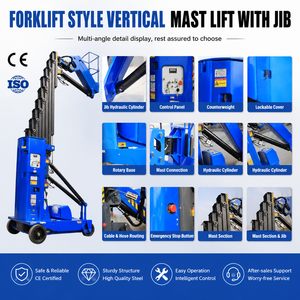 CE Elettrico 200kg 12m 352 °   Carrello Elevatore con Rotazione a Raggio Zero, Pneumatici Non Marcanti, Montante Verticale e Braccio per Magazzino - Product Image 3