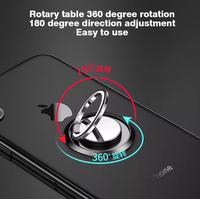 AilesTecca Porte-anneau rotatif à 360 degrés ultra-mince et portable avec prise magnétique pour téléphone