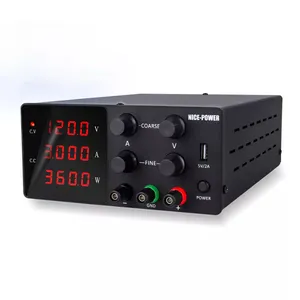 Portable DC Bench Adjustable Range 0~120V/0~3A DC Switch Power Supply with 5V/2A USB Output Interface for Testing Repairing