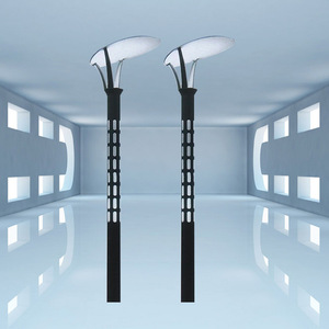 Lámpara de calle <span class=keywords><strong>LED</strong></span> de doble cabeza superbrillante, luz doméstica de mástil alto de 3M para patio, jardín, casa, impermeable, con energía Solar - Product Image 1