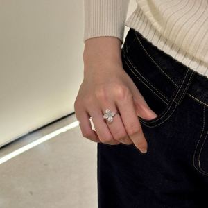 Dylam <b>Dainty</b> Rhodium 14K Gold Plated Tarnish Free 925 Silver 5A Zircon Flower Shape <b>RIngs</b> for Women Daily Wear Anniversary Gift - Product Image 5