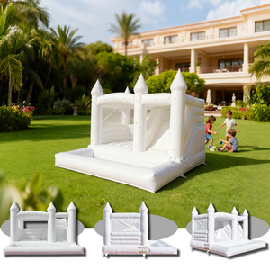 Mini Casa de rebote blanca hinchable de PVC comercial para niños pequeños, castillo inflable para gorila de boda con PISCINA DE BOLAS, pozo de tobogán para alquiler - Product Image 2