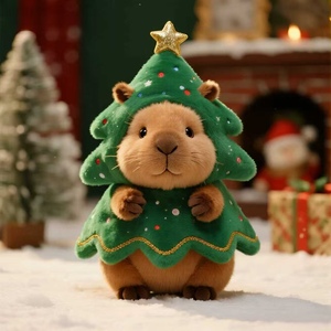Peluche Capybara <span class=keywords><strong>de</strong></span> Noë<span class=keywords><strong>l</strong></span> Personnalisée Mascotte <span class=keywords><strong>de</strong></span> Fête Jouet en Peluche Doux pour Décoration Festive et Cadeau - Product Image 1