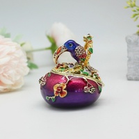SHINNYGIFTS Guangdong fabricant délicat étain Toucan oiseau bibelot boîte métal artisanat émail pour la décoration de la maison