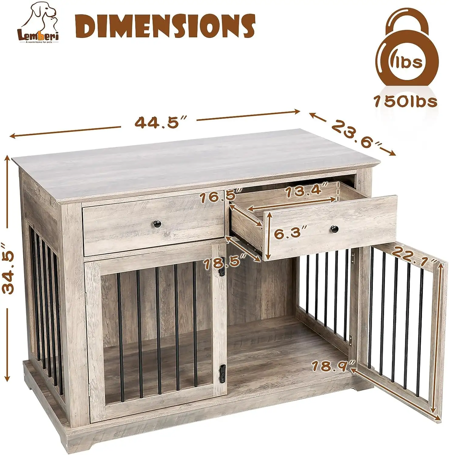 Indoor Decorative Pet Crates Dog House Wooden Dog Kennel End Table Dog Crate Furniture with Storage Drawers