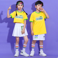 Ensemble d'uniformes de cheerleading personnalisés pour jeunes, unisexe, colorés, à manches courtes, avec haut court, jupe, short et bandeau, pour spectacles scolaires
