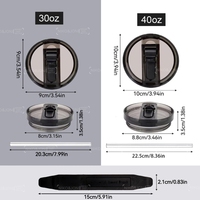 Couvercle de paille détachable Protour Flip 30/40oz pour gobelet 40oz Couvercles de remplacement anti-fuite compatibles avec les couvercles de tasses 30oz