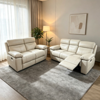 Ensemble de canapés inclinables modernes en cuir marron, luxe, 3+2+1 places, mobilier de salon, fauteuil de cinéma à mouvement manuel, canapé de cinéma maison