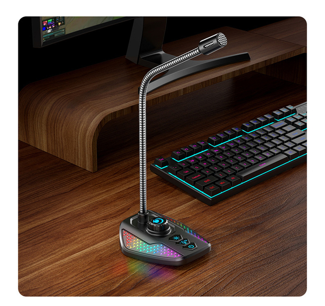 RGB 360 Degree Omnidirectional Pickup PC Noise Cancelling Desktop Microphone USB Gaming Condenser Mic for Gamer