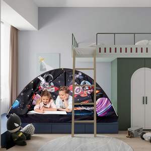 Tente de jeu pour enfants, maisonnette intérieure, tente de lit pour garçons et tout-petits, thème vaisseau spatial, fusée spatiale, bleue - Product Image 6