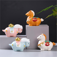 Figurine de cheval en résine Tang Sancai, signe du zodiaque chinois, porte-bonheur, sac d'argent, écologique, artisanal, marque ROOGO, décoration de bureau, Feng Shui