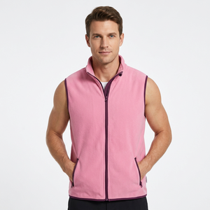 Men's Unisex Casual Spring Eco-Friendly High Street Outer Wear Custom Logo Wholesale Polar Fleece <b>Gilets</b> Zipper Pockets Shooting - Product Image 1