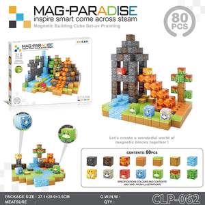 Blocs <span class=keywords><strong>de</strong></span> construction magnétiques sur le thème des dinosaures, personnalisables, 1 pouce, STEM |   Jouets cubes magnétiques à assembler pour enfants ASTM BSCI EN71 - Product Image 1