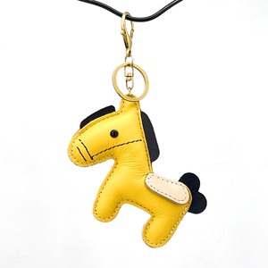 Fashion Top Layer Versatile Bag Pendant Cute Leather Keychain Car Key Holder Cute Pony Design - Product Image 3