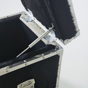 Otomana Minimalista Moderna con Cubo de Almacenamiento de Cuero Peludo, <span class=keywords><strong>Tapa</strong></span> Desmontable, Remaches Metálicos, Cuero Suave, para Apartamento, Dormitorio, Hotel - Product Image 5