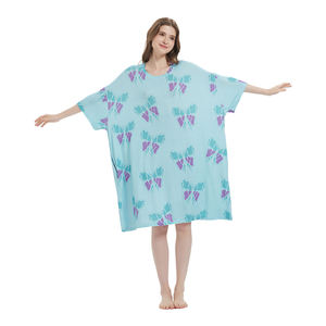 بيع بالجملة بيجامات ناعمة للكبار صيفية جديدة للتبريد أثواب ليلية قصيرة الأكمام قمزة نوم كبيرة الحجم مع جيب - Product Image 4