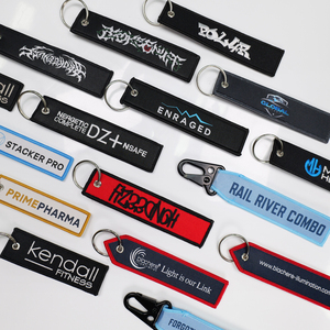 Estilo de moda Nuevo diseño Bonito NOMBRE DE VIAJE Etiqueta de aire Llavero tejido personalizado Premium con bordado Etiqueta de llave personalizada - Product Image 5