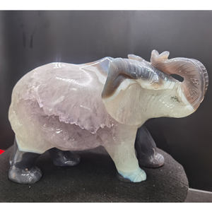 100% doğal taş kristal akik Geode mağara oymalı filler, hayvanlar - Product Image 6