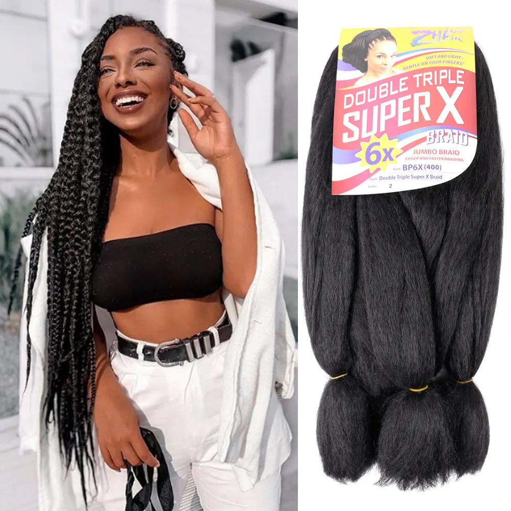 Jumbo Braiding Hair 400g 24 Inch Pre Stretched For Afro Ombre Extensions Braids Bug Color Wholesale Synthetic Hair