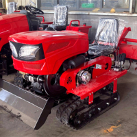 Mini tracteur chenillé 25HP 35HP, double usage terrestre et aquatique, avec accessoires optionnels : rotoculteur, semoir, moissonneuse